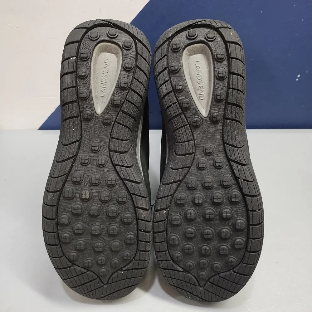 Lands' End Snow Boots Womens Size 9B Black Faux Fur Lined Waterproof Lace Up EUC